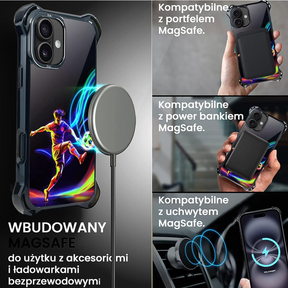 Etui do iPhone 16 Plus, Ibizu DropGuard Ultra z MagSafe, #ElectroMove, W rytmie piłki nożnej (4)