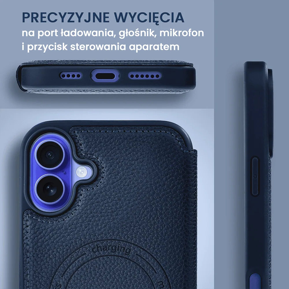 Etui do iPhone 16 Plus z klapką Solid MagSafe Book, typu książka, granatowe (8)
