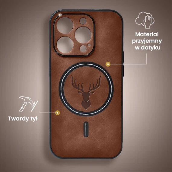 Etui do iPhone 16 Pro Alcantara Magsafe Cover, przyjemne w dotyku, brązowe (5)