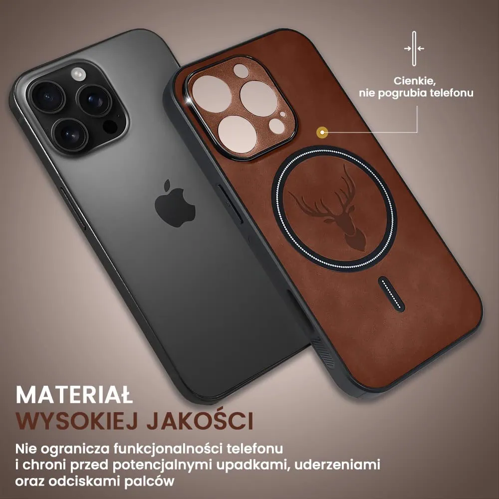 Etui do iPhone 16 Pro Alcantara Magsafe Cover, przyjemne w dotyku, brązowe (7)