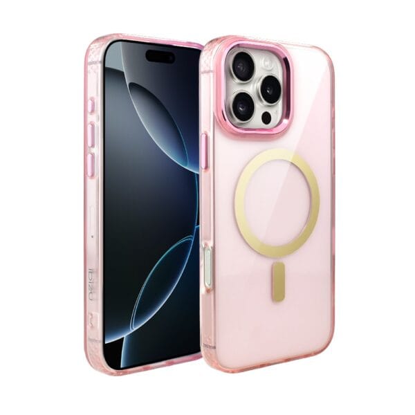 Etui do iPhone 16 Pro Golden Elite, cienkie, ze złotym MagSafe, różowe