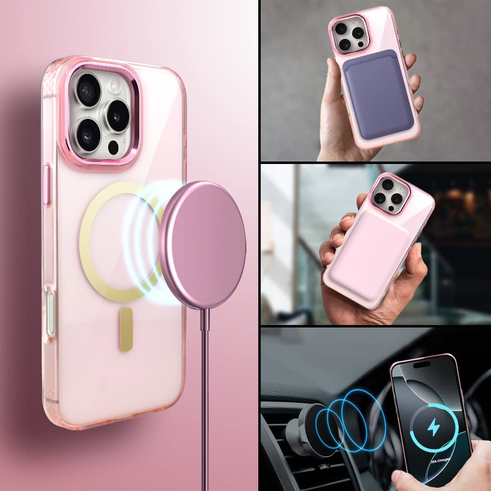 Etui do iPhone 16 Pro Max Golden Elite, cienkie, ze złotym MagSafe, różoweObszar kompozycji 3