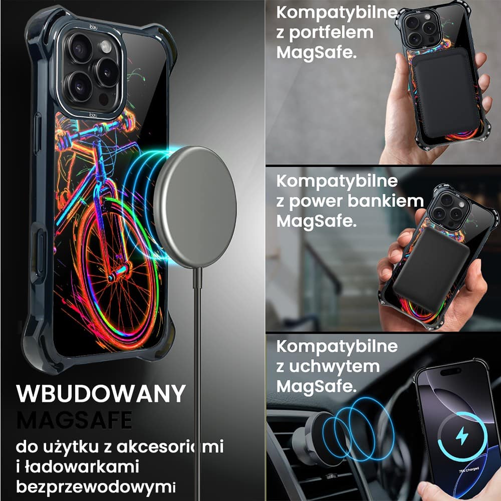 Etui do iPhone 16 Pro Max, Ibizu DropGuard Ultra z MagSafe, ElectroMove, Rowerowa wibracja (1)