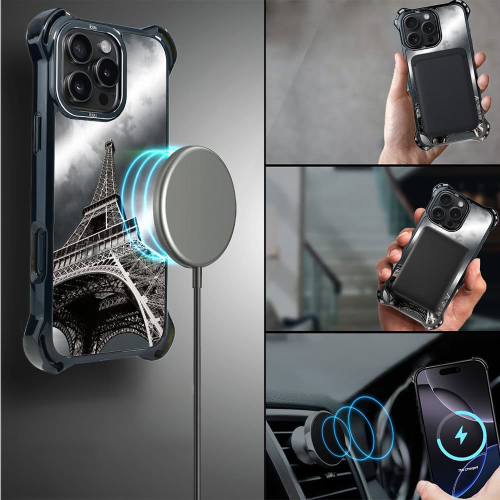Etui do iPhone 16 Pro Max, Ibizu DropGuard Ultra z MagSafe, Noir City, Wieża Eiffla (1)