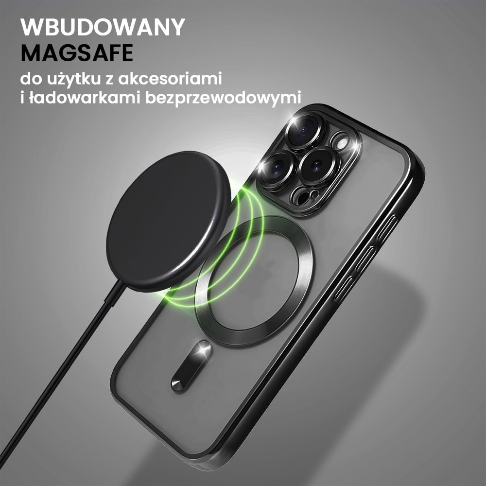Etui do iPhone 16 Pro Max MagSafe Luxury Protect przeźroczyste, czarne (5)