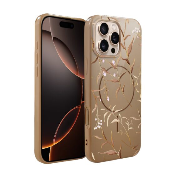 Etui do iPhone 16 Pro Max, elastyczne, z MagSafe, Złocisty Ogród, beżowe (5)