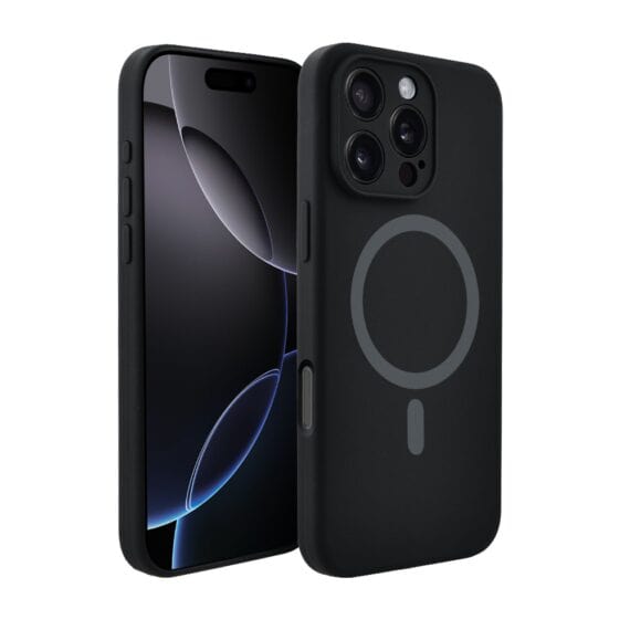 Etui do iPhone 16 Pro Max, silikonowe z MagSafe, mikrofibra soft touch z osłoną na aparat, czarne (3)