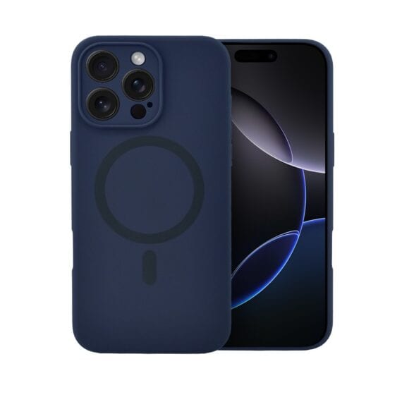 Etui do iPhone 16 Pro Max, silikonowe z MagSafe, mikrofibra soft touch z osłoną na aparat, granatowe (2)