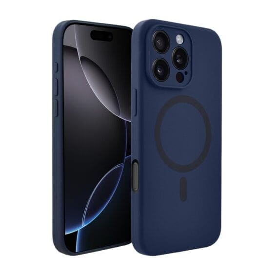 Etui do iPhone 16 Pro Max, silikonowe z MagSafe, mikrofibra soft touch z osłoną na aparat, granatowe (3)