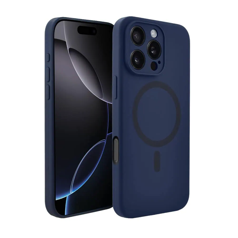 Etui do iPhone 16 Pro Max, silikonowe z MagSafe, mikrofibra soft touch z osłoną na aparat, granatowe (3)