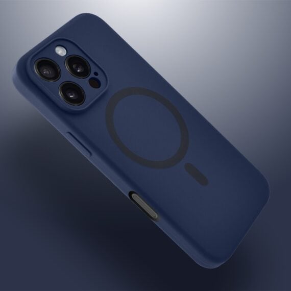 Etui do iPhone 16 Pro Max, silikonowe z MagSafe, mikrofibra soft touch z osłoną na aparat, granatowe (6)