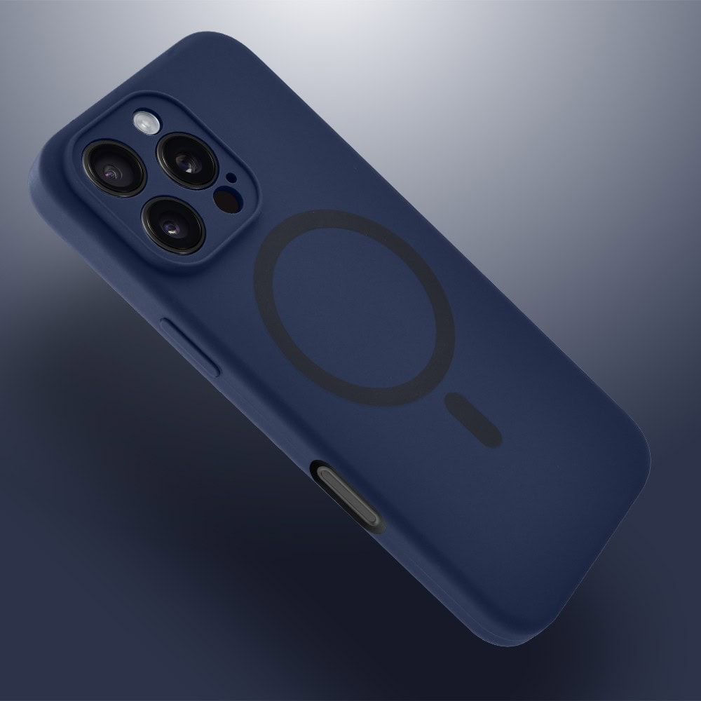 Etui do iPhone 16 Pro Max, silikonowe z MagSafe, mikrofibra soft touch z osłoną na aparat, granatowe (6)