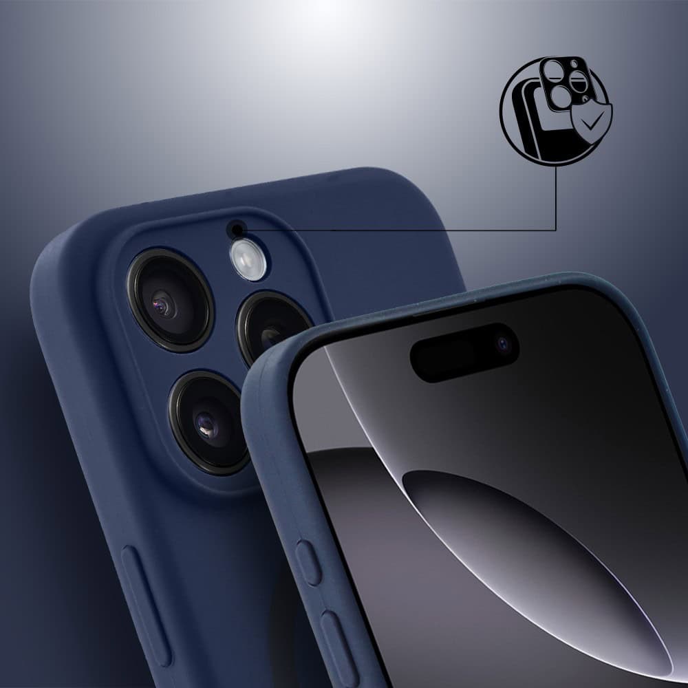 Etui do iPhone 16 Pro Max, silikonowe z MagSafe, mikrofibra soft touch z osłoną na aparat, granatowe (7)