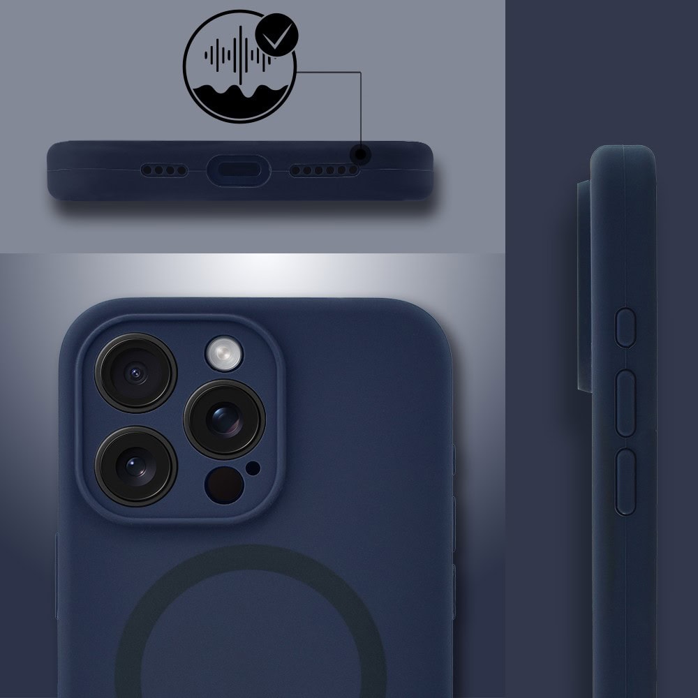 Etui do iPhone 16 Pro Max, silikonowe z MagSafe, mikrofibra soft touch z osłoną na aparat, granatowe (8)