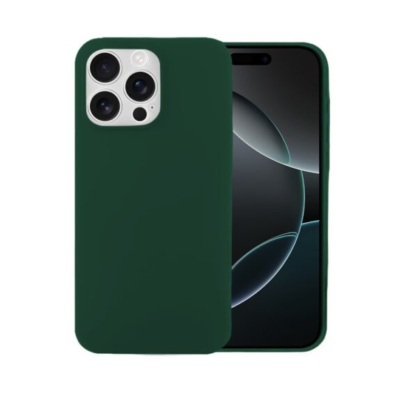 Etui do iPhone 16 Pro silikonowe z mikrofibrą soft touch, butelkowa zieleń (2)