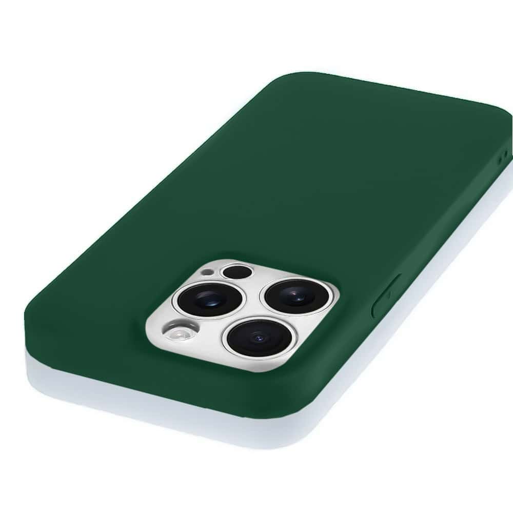Etui do iPhone 16 Pro silikonowe z mikrofibrą soft touch, butelkowa zieleń (4)