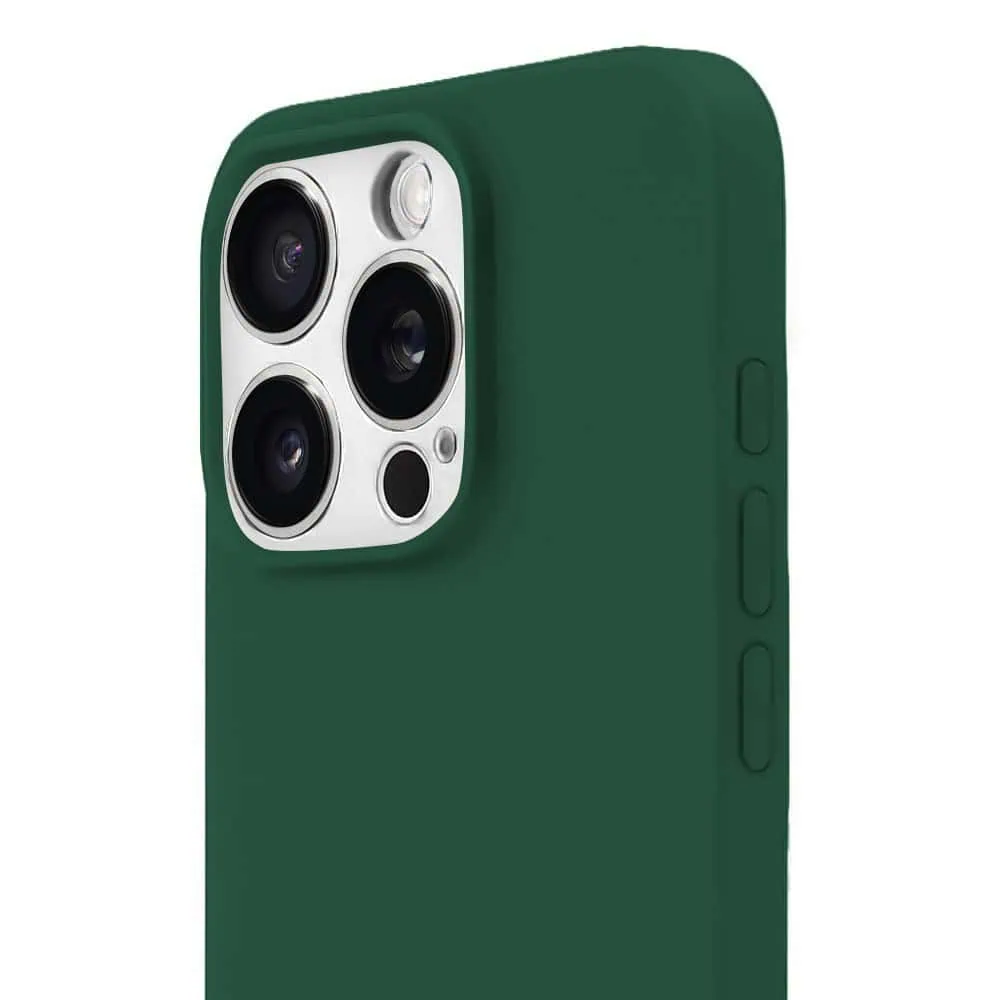 Etui do iPhone 16 Pro silikonowe z mikrofibrą soft touch, butelkowa zieleń (6)