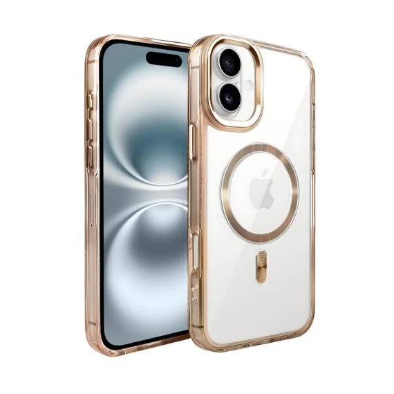 Etui do iPhone 16 Super Hybrid z MagSafe, twardy tył, metalowe ozdoby, tytan pustynny (2)