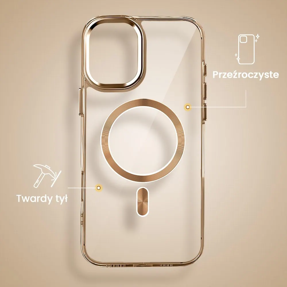 Etui do iPhone 16 Super Hybrid z MagSafe, twardy tył, metalowe ozdoby, tytan pustynny (4)