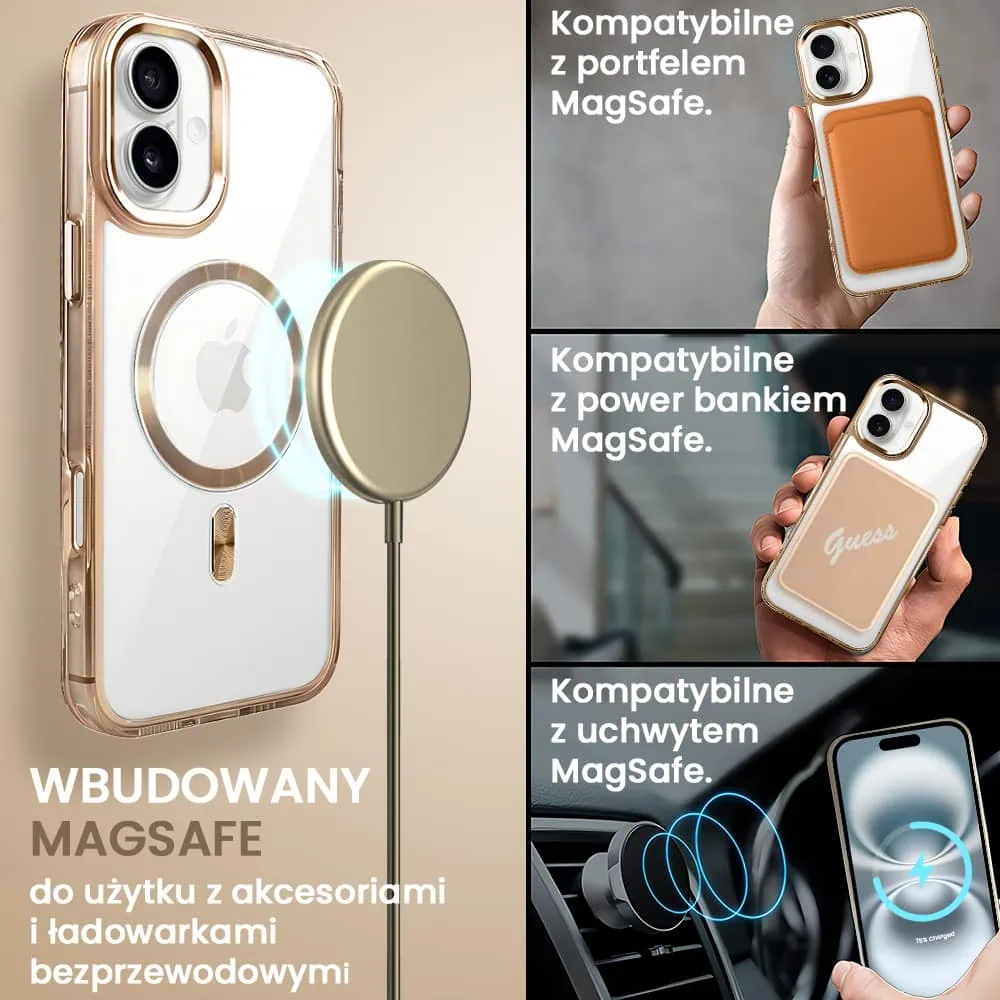Etui do iPhone 16 Super Hybrid z MagSafe, twardy tył, metalowe ozdoby, tytan pustynny (5)