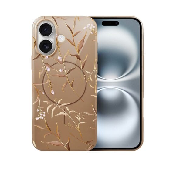 Etui do iPhone 16, elastyczne, z MagSafe, Złocisty Ogród, beżowe (2)