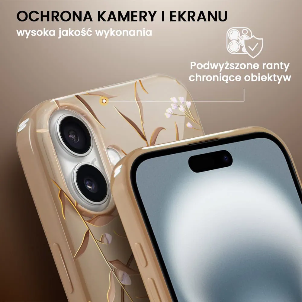 Etui do iPhone 16, elastyczne, z MagSafe, Złocisty Ogród, beżowe (7)