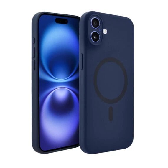 Etui do iPhone 16, silikonowe z MagSafe, mikrofibra soft touch z osłoną na aparat, granatowe (8)