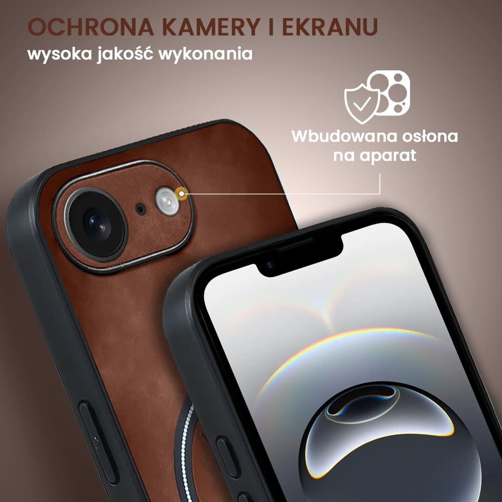 Etui do iPhone 16e Alcantara Magsafe Cover, przyjemne w dotyku, brązowe (6)