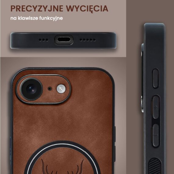 Etui do iPhone 16e Alcantara Magsafe Cover, przyjemne w dotyku, brązowe (7)
