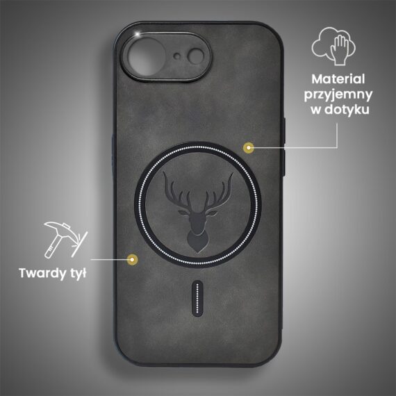Etui do iPhone 16e Alcantara Magsafe Cover, przyjemne w dotyku, czarne (3)