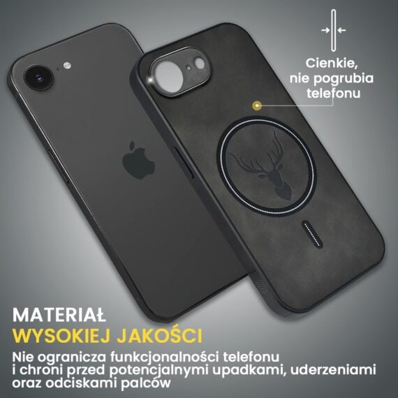 Etui do iPhone 16e Alcantara Magsafe Cover, przyjemne w dotyku, czarne (5)