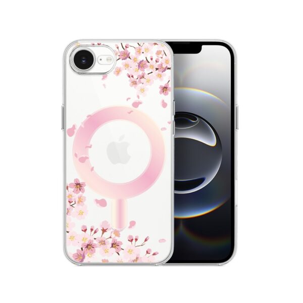Etui do iPhone 17e, Flower MagSafe, kwiat wiśni, przeźroczyste