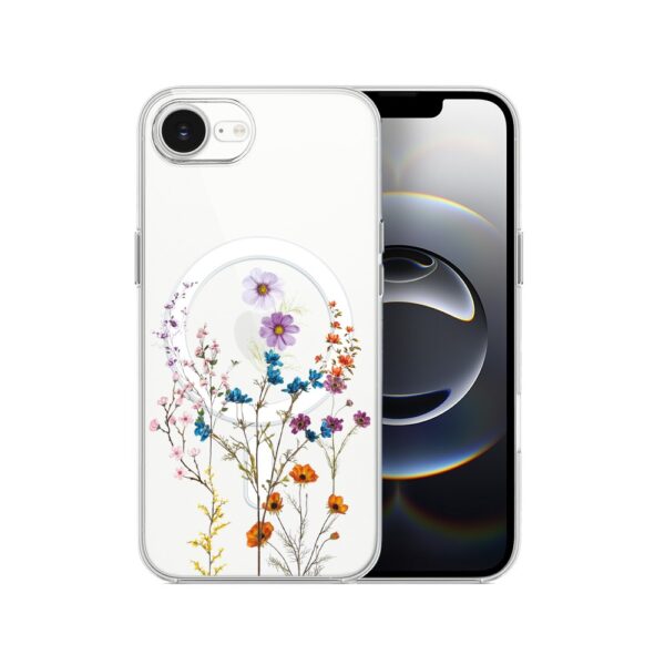 Etui do iPhone 17e, Flower MagSafe, kwiaty różnokolorowe, przeźroczyste