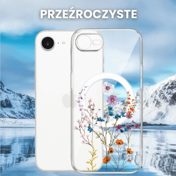 Etui do iPhone 16e, Flower MagSafe, wiosenne kwiaty, przeźroczyste (5)