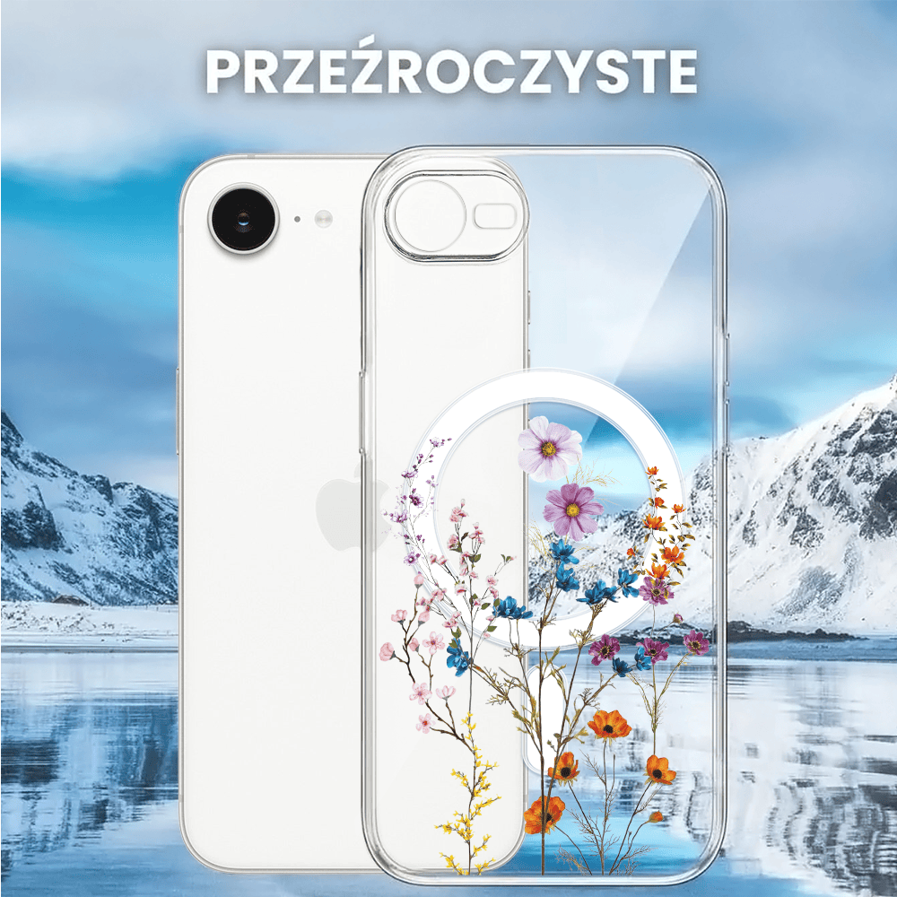 Etui do iPhone 16e, Flower MagSafe, wiosenne kwiaty, przeźroczyste (5)