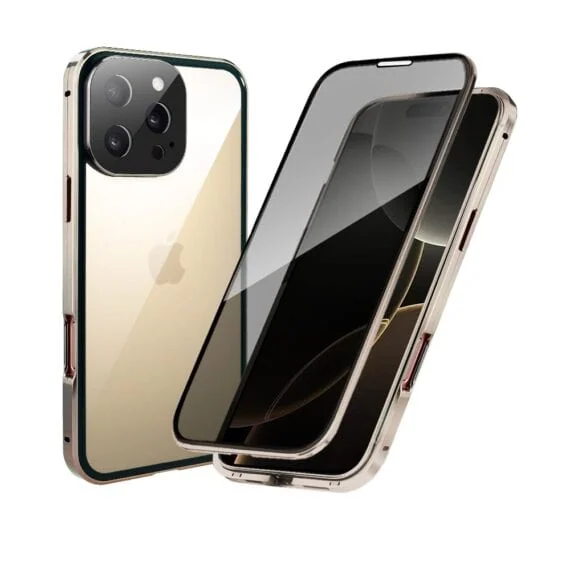 Obudowa do iPhone 16 Pro, podwójna szyba i aluminium 360° przód + tył magnetyczna, (3)