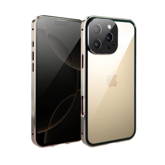 Obudowa do iPhone 16 Pro, podwójna szyba i aluminium 360° przód + tył magnetyczna, (6)