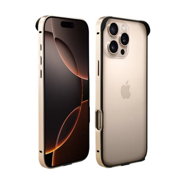 Bumper do iPhone 16 Pro, Metal Slim, metalowa ramka ochronna, tytan pustynny