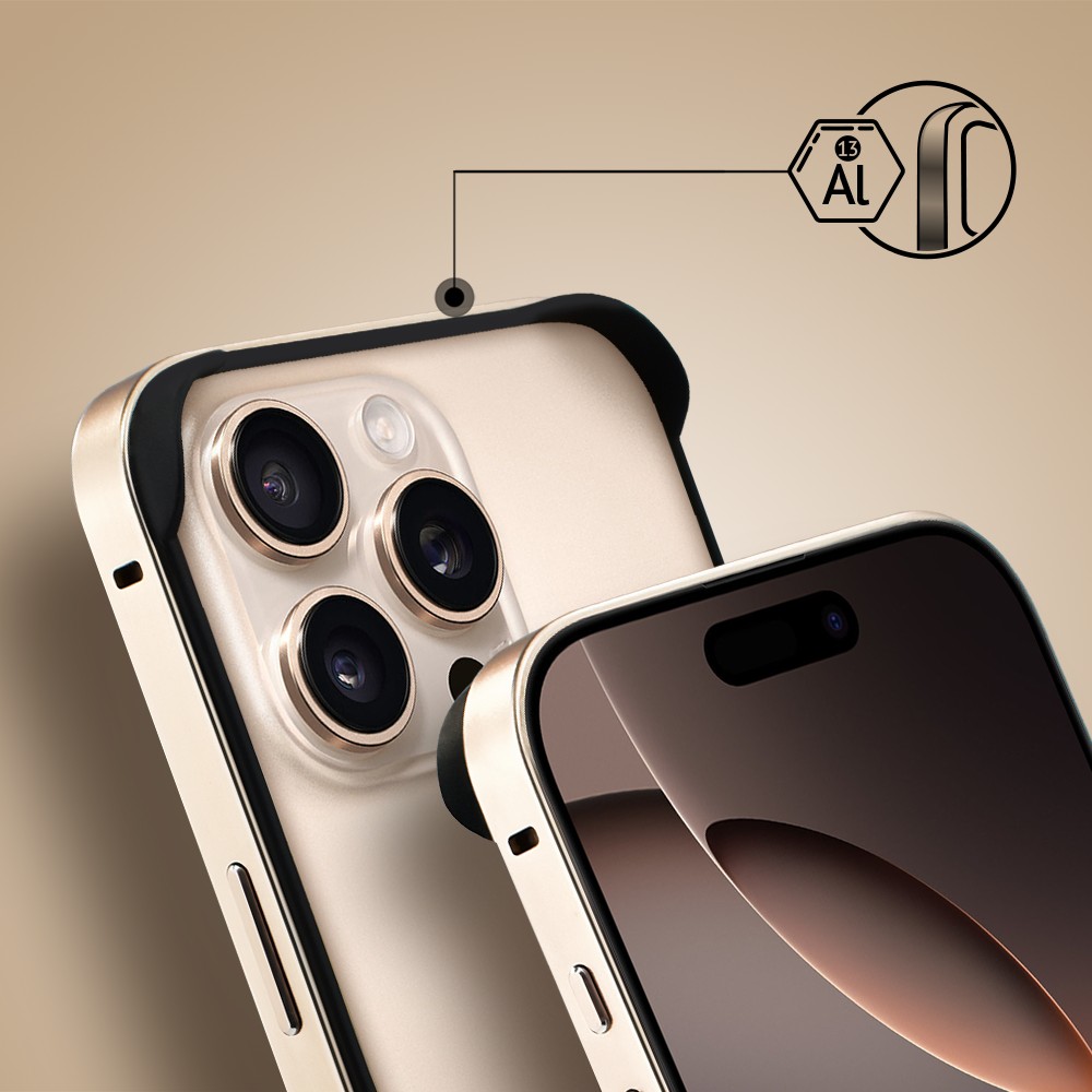 Bumper do iPhone 16 Pro Max, Metal Slim, metalowa ramka ochronna, tytan pustynnyObszar kompozycji 5