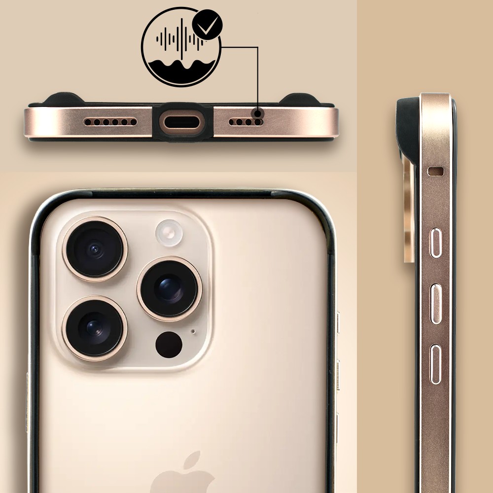 Bumper do iPhone 16 Pro Max, Metal Slim, metalowa ramka ochronna, tytan pustynnyObszar kompozycji 6