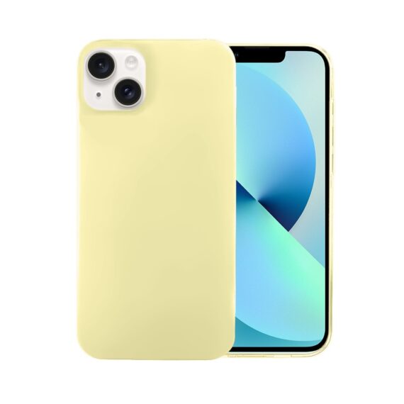Etui do iPhone 13 Mini silikonowe z mikrofibrą soft touch, jasny żółty (2)