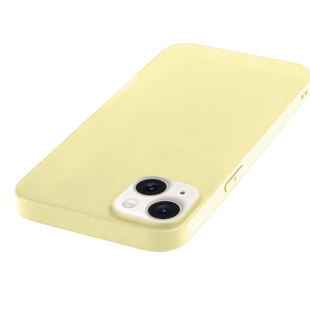 Etui do iPhone 13 Mini silikonowe z mikrofibrą soft touch, jasny żółty (4)