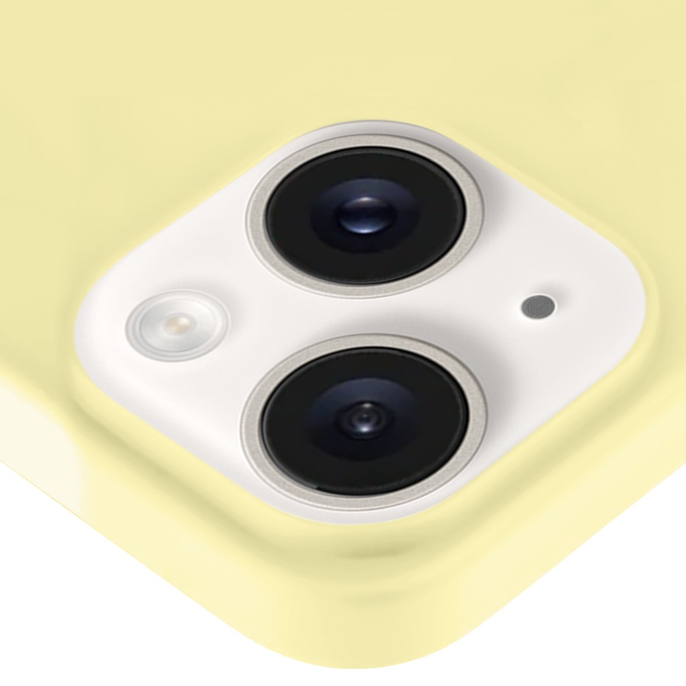 Etui do iPhone 13 Mini silikonowe z mikrofibrą soft touch, jasny żółty (5)