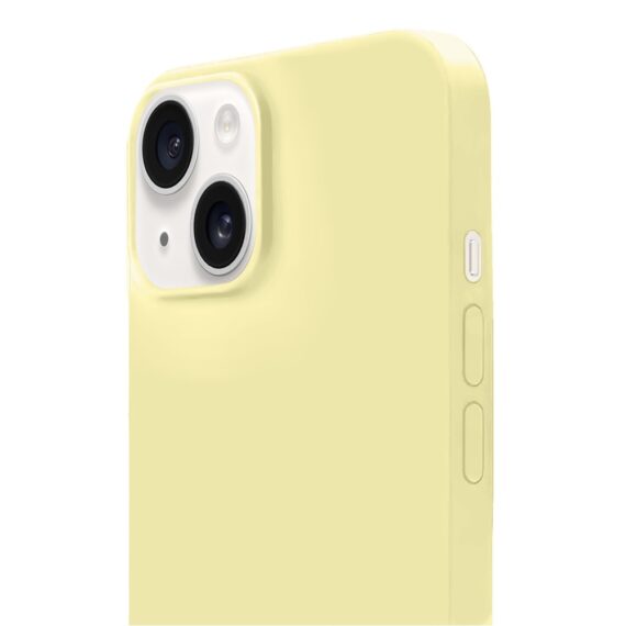 Etui do iPhone 13 Mini silikonowe z mikrofibrą soft touch, jasny żółty (6)