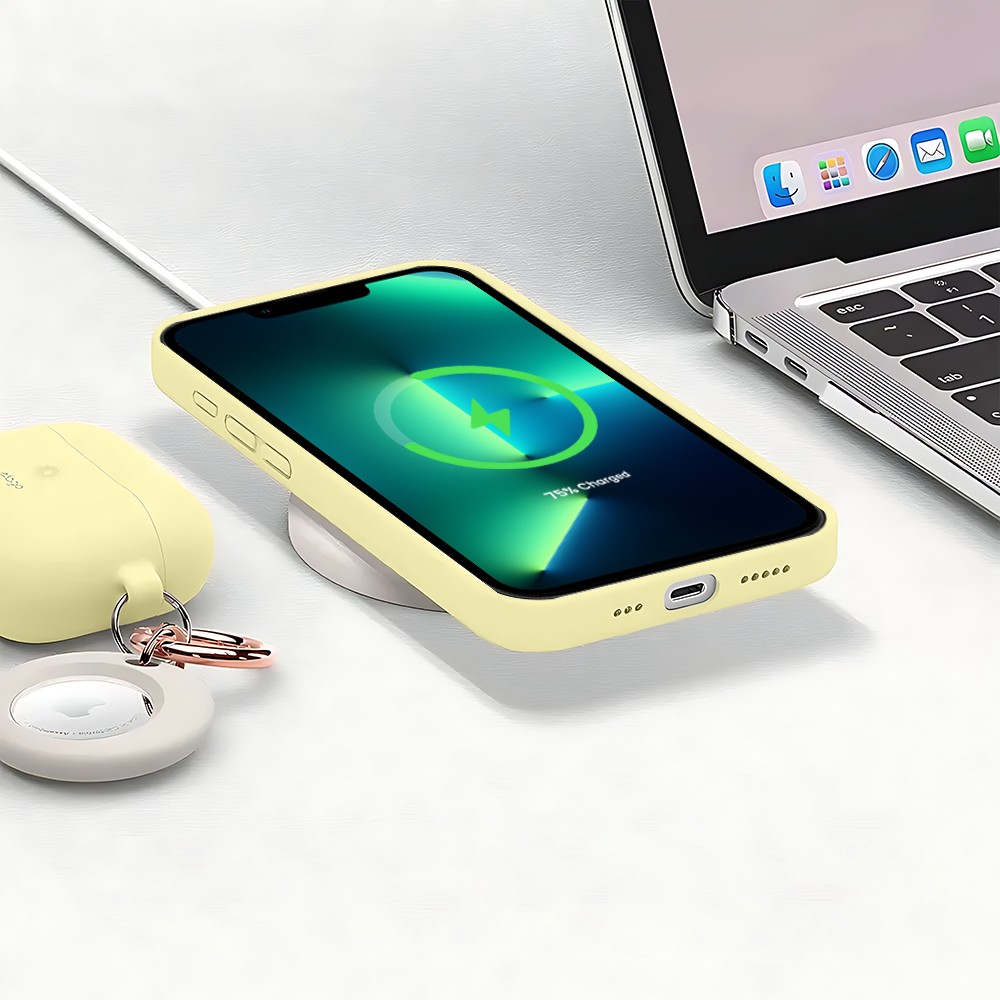 Etui do iPhone 13 Pro Max silikonowe z mikrofibrą soft touch, fioletowy liliowy (1)