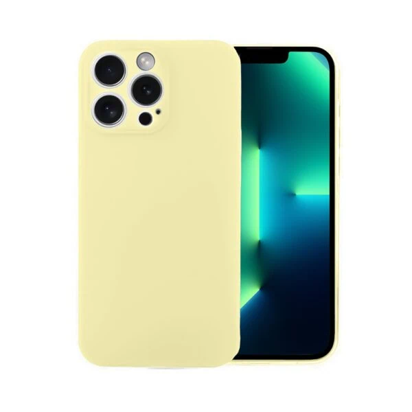 Etui do iPhone 13 Pro Max silikonowe z mikrofibrą soft touch, jasny żółty