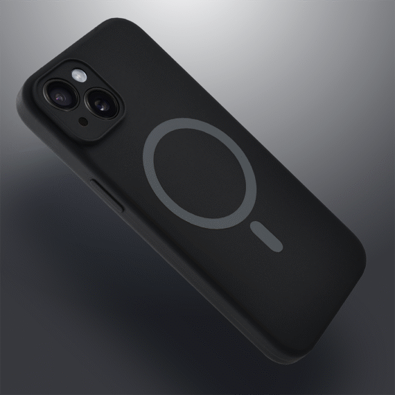 Etui do iPhone 13, silikonowe z MagSafe, mikrofibra soft touch z osłoną na aparat, czarne (6)