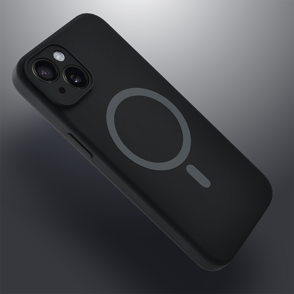 Etui do iPhone 13, silikonowe z MagSafe, mikrofibra soft touch z osłoną na aparat, czarne (6)