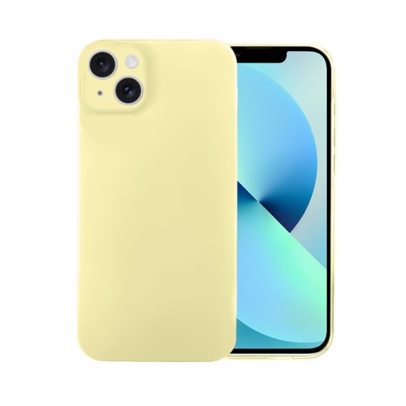 Etui do iPhone 13 silikonowe z mikrofibrą soft touch, jasny żółty (3)