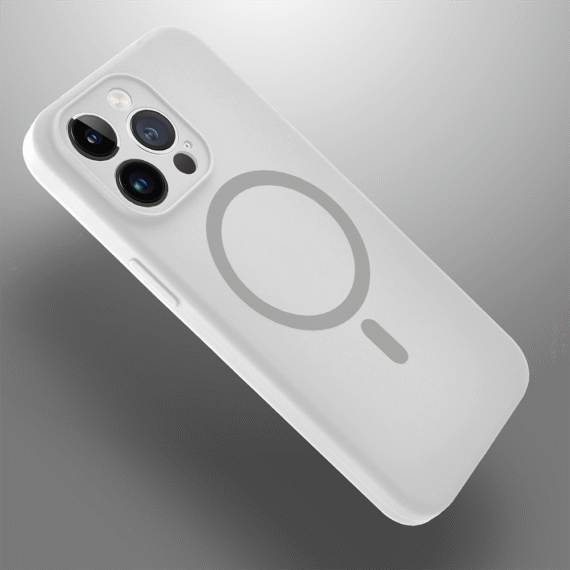 Etui do iPhone 14 Pro Max, silikonowe z MagSafe, mikrofibra soft touch z osłoną na aparat, białe (6)